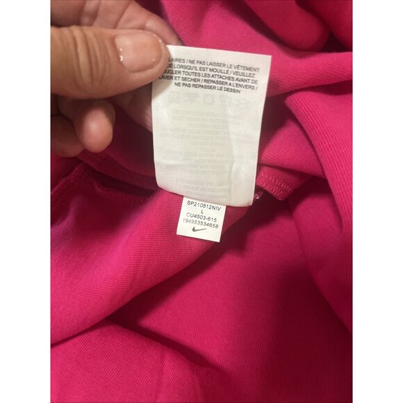 NWOT NIKE SIZE L MENS TECH Bright PINK SHORTS Zipper & Slash Pockets White Logo - Picture 8 of 11